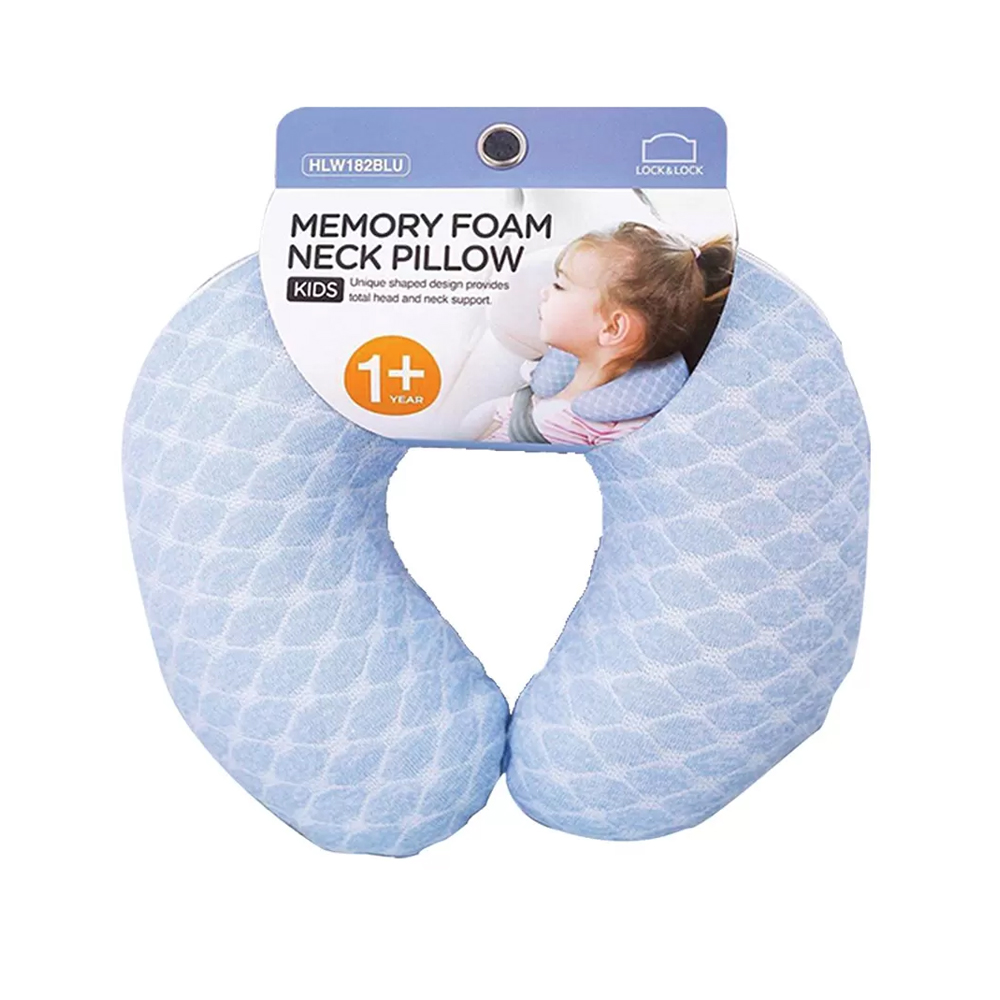 Gối Kê Cổ Memory Foam Dành Cho Trẻ Em LocknLock, 22x21x7cm, 140G - 2 Màu (Xanh Dương, Hồng)